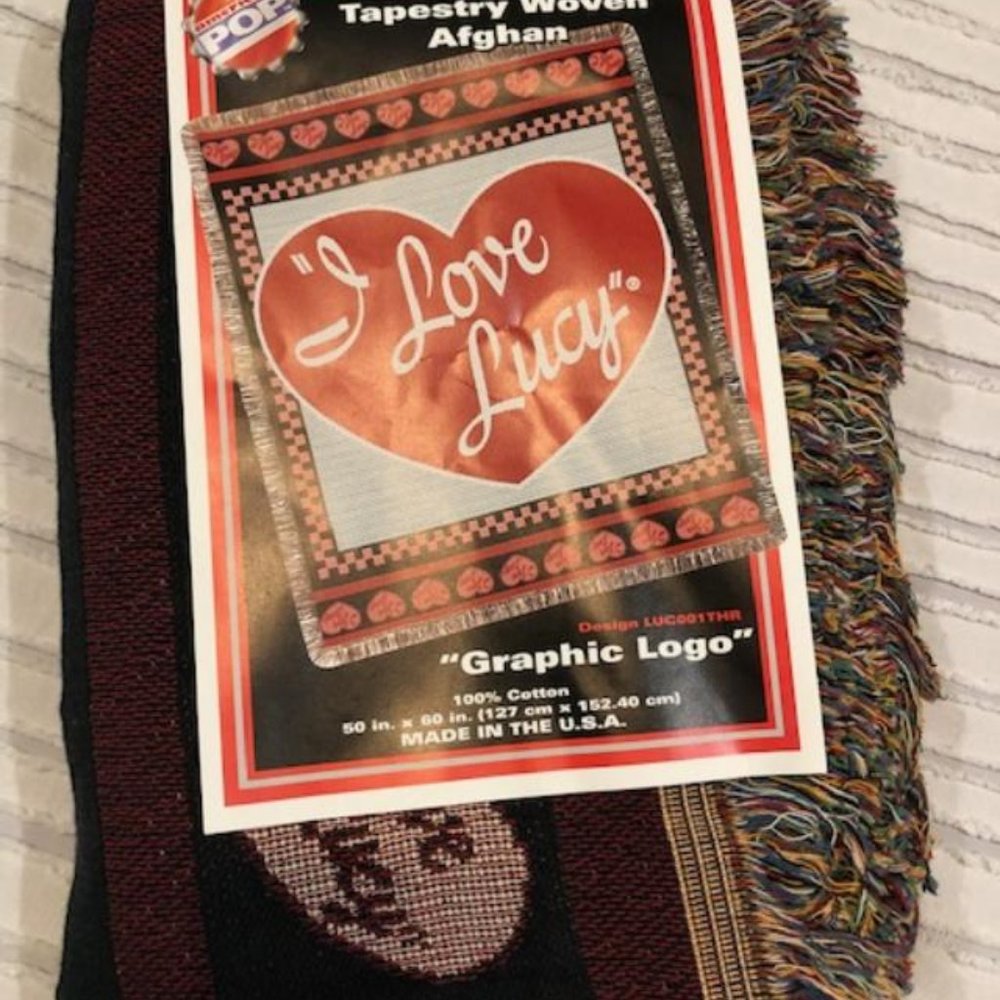 NEW - I Love Lucy "Graphic Logo" Heart Throw Blanket Afghan - Vintage - Rare - Picture 4 of 6